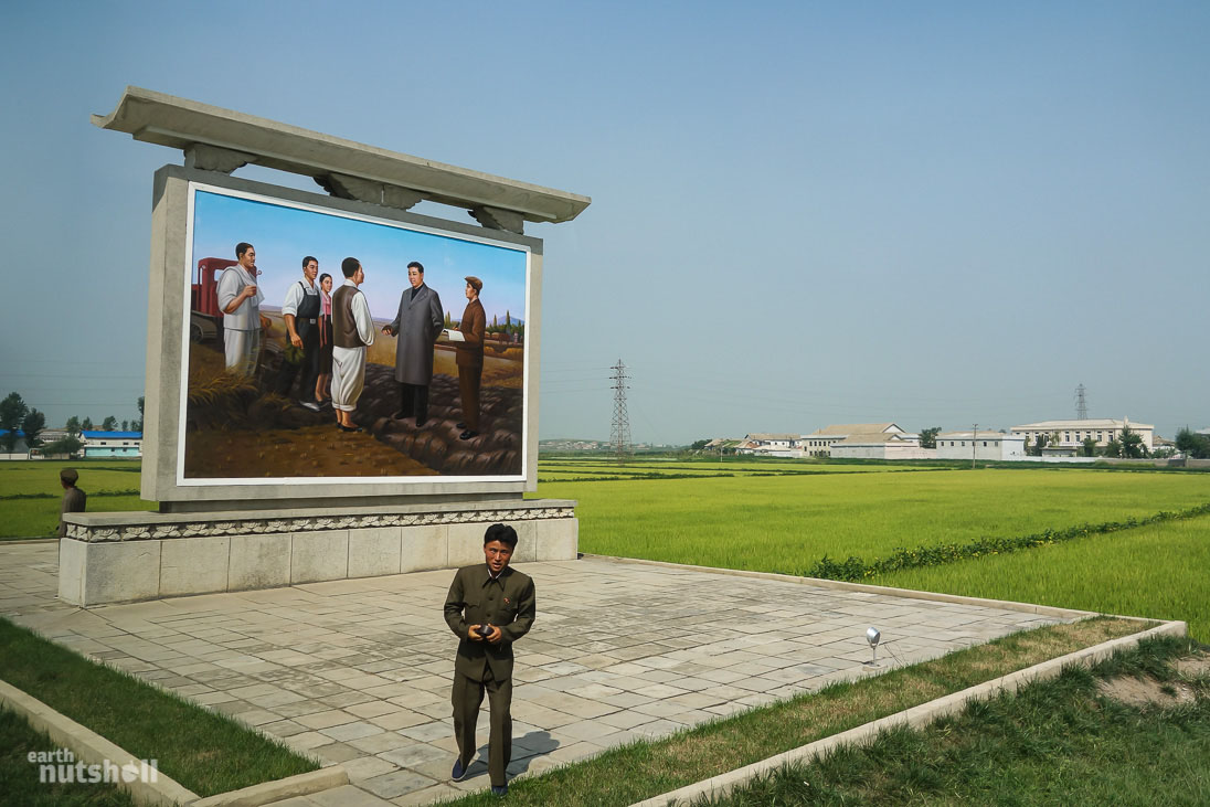 Farmers receiving ‘on-the-spot guidance’ from President Kim Il-Sung. This photo was taken en route to the rarely visited south-west city of Haeju. The photo wasn’t very well received.