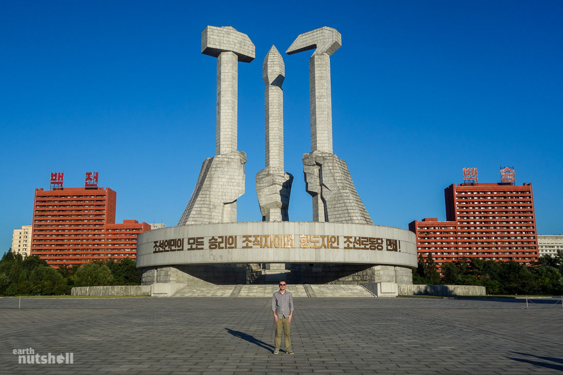 “Long live the Workers’ Party of Korea, the leader and the organiser of all victories of the Korean People!” Aesthetically, this is my favourite monument in North Korea. It’s officially known as the Monument to the Korean Workers Party.