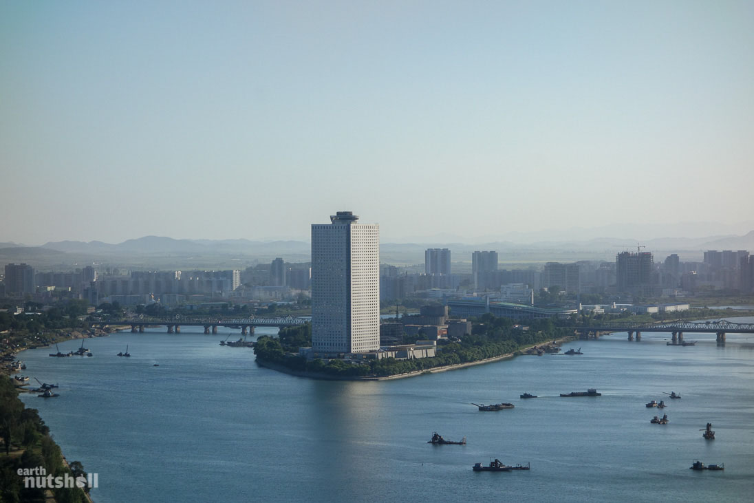 The Yanggakdo International Hotel in Pyongyang. This is where most foreigners stay upon a visit to North Korea. It’s conveniently isolated on an island so you cannot leave and freeroam the city. Tourists are placed in rooms facing the best parts of Pyongyang existing to the right of this frame. It has been speculated for years the rooms are bugged.