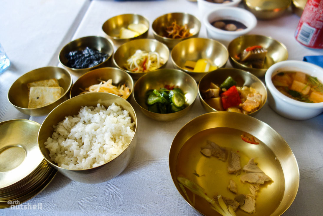 Our lunch today was a Korean banquet presented in small metal bowls traditionally served to royalty in Kaesong’s history.