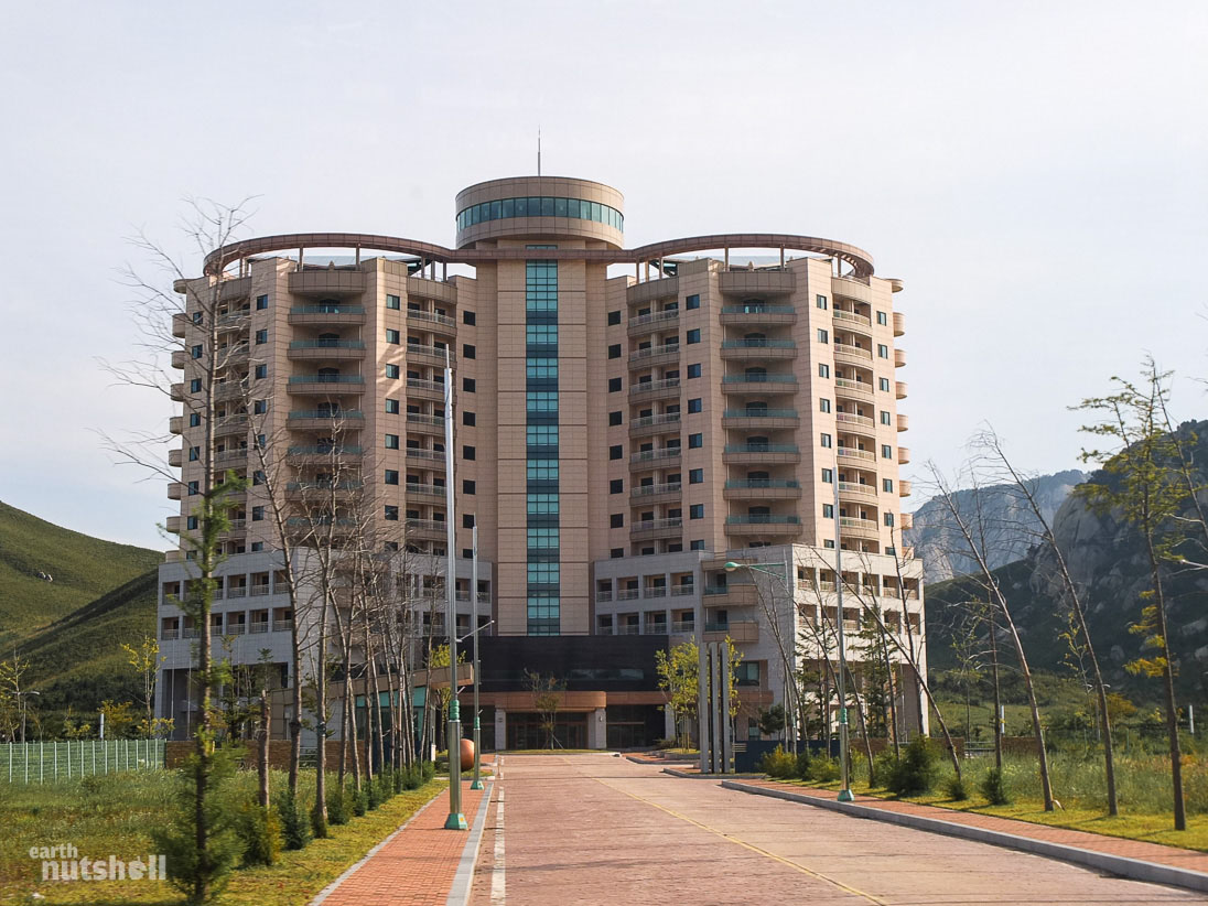 This building is within the proximity of the specialised Mount Kumgang Tourism region on the south-east border. To the left, a restricted road leading to South Korea, to the right, Mount Kumgang. We were told swiftly (as we passed) that the building is used as a meeting point for family reunification between North and South Korea. In reality, this road hasn’t been used since 2008 when a South Korean tourist was shot dead on a tour here.