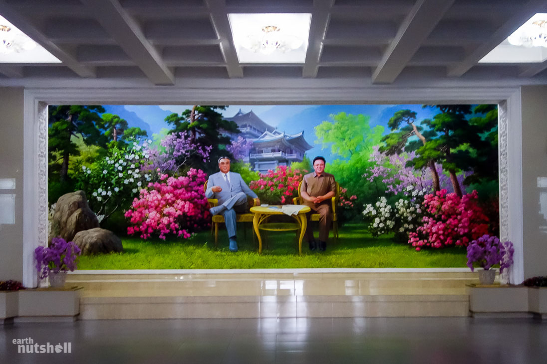 You’re hit in the face by this expansive mural upon entering Chongchon Hotel at Mt Myohyang. Come in, sit down and have a hot cuppa and a cigarette with Dear Leader. Make yourself at home!