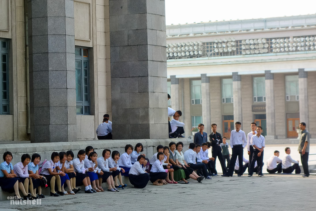 Students in Pyongyang curious about what we’re up to in Kim Il-Sung Square.