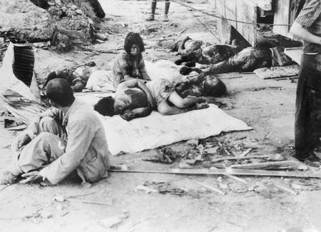 Hiroshima Street Scene with injured Civilians

